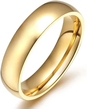 Men Women Stainless Steel Smooth Rings 4MM Width,Gold,High Palted