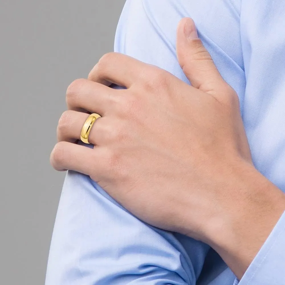 Men's 14K Yellow or 14K White Gold 6mm Comfort Fit Solid Plain Classic Wedding Band (Available Ring Sizes 7-14)