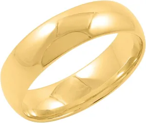 Men's 14K Yellow or 14K White Gold 6mm Comfort Fit Solid Plain Classic Wedding Band (Available Ring Sizes 7-14)