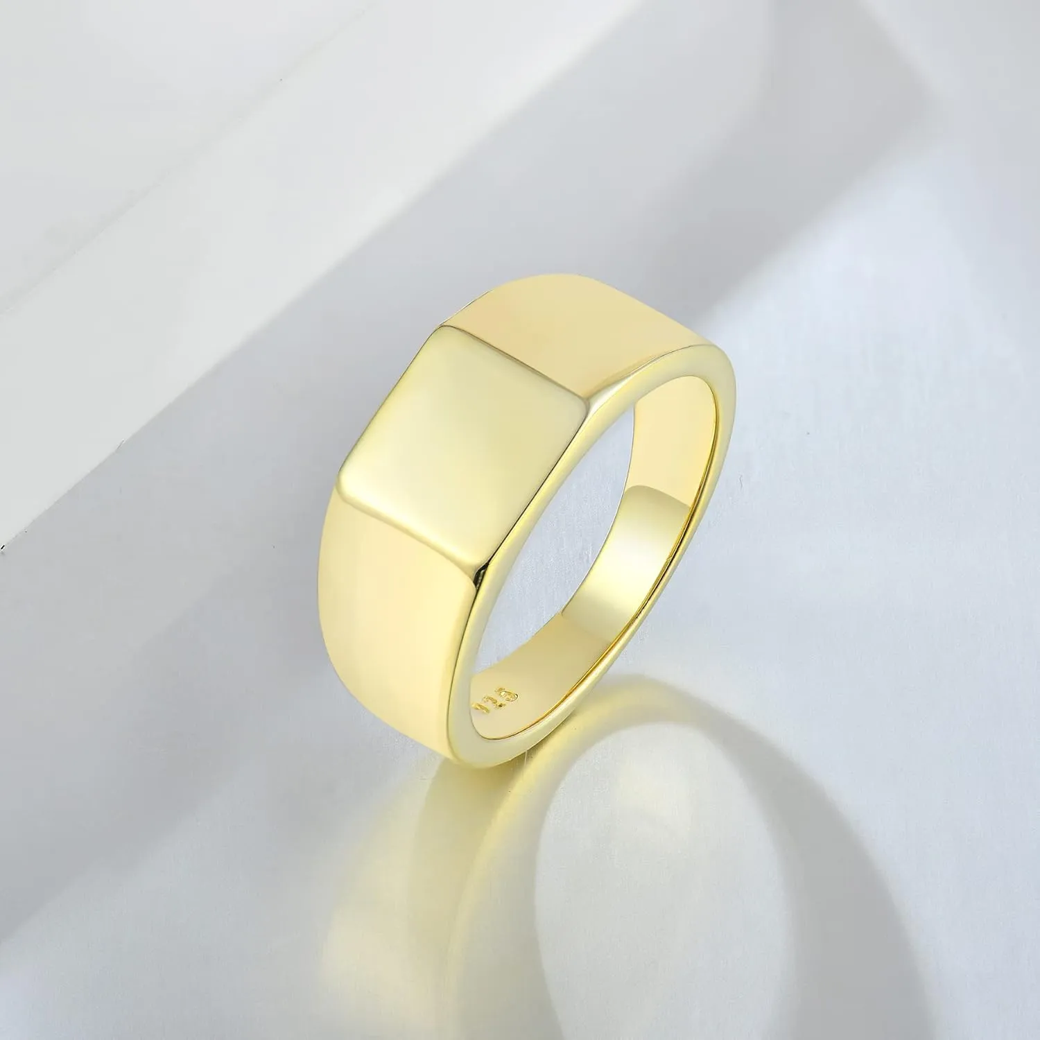 Mens 925 Sterling Silver Signet Rings, 9MM High Polished Rings for Men, Size 7-12