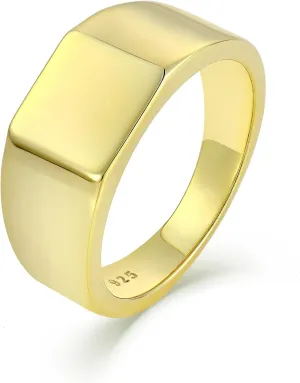 Mens 925 Sterling Silver Signet Rings, 9MM High Polished Rings for Men, Size 7-12
