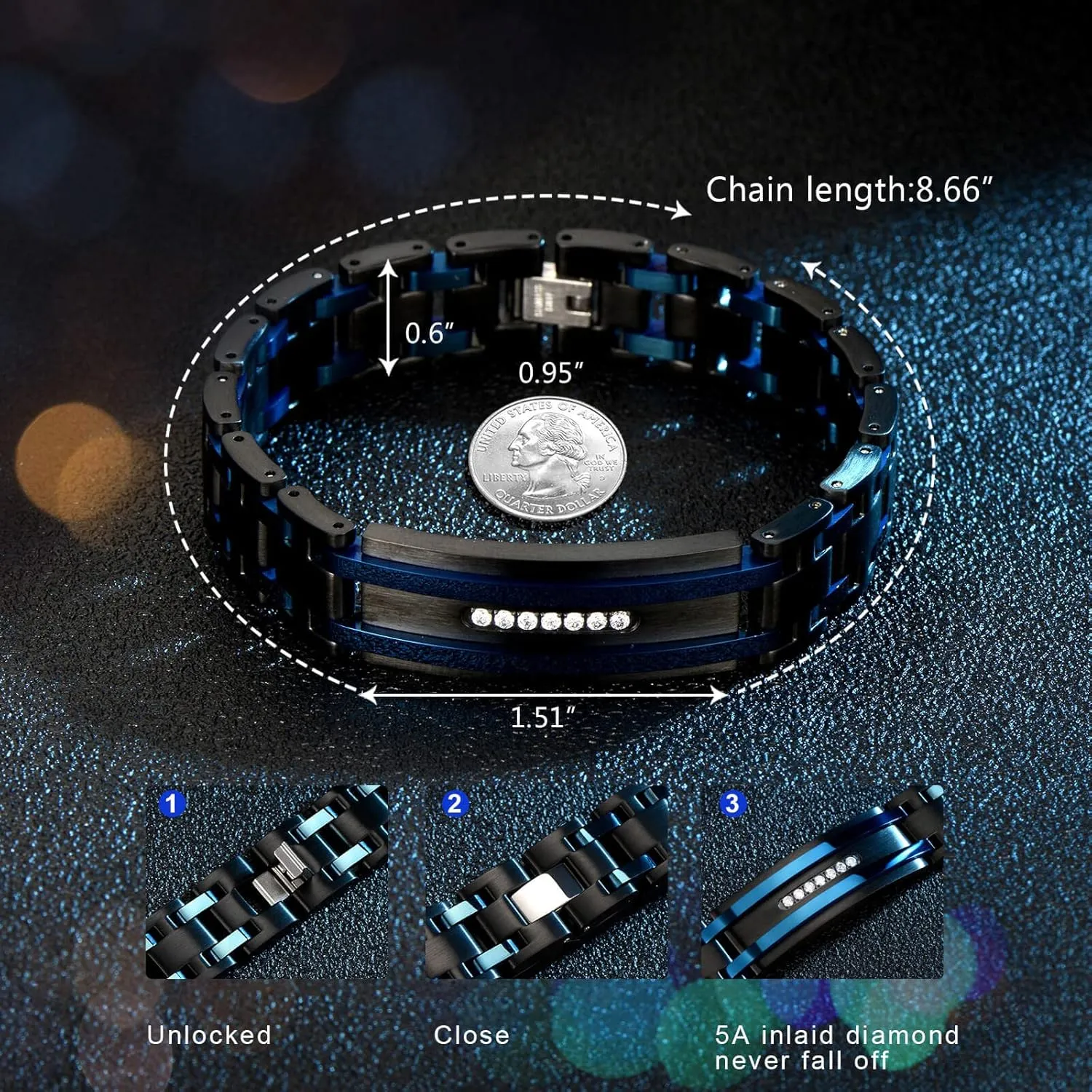 Men's Bracelet Two-Color Diamond Hip-hop Jewelry Gift Birthday Jewelry Gift Husband Boyfriend