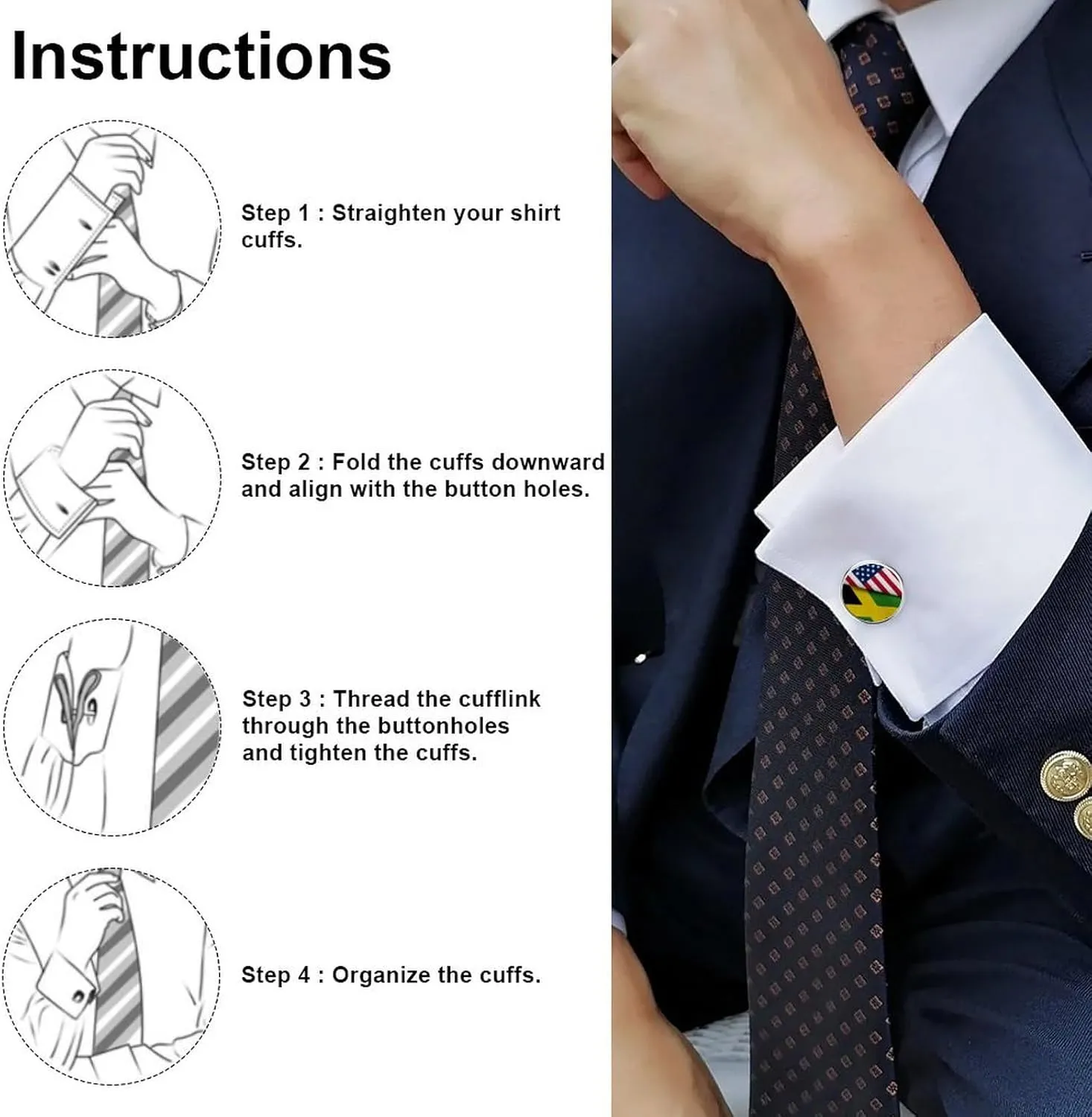 Men's Round Cuff Links, Funny Tuxedo Shirt Studs Cuff Links Accessories for Business Wedding Groomsmen