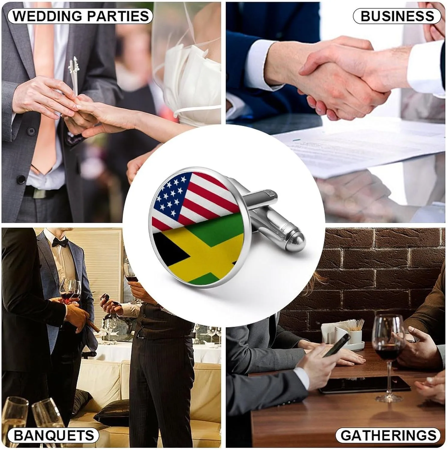 Men's Round Cuff Links, Funny Tuxedo Shirt Studs Cuff Links Accessories for Business Wedding Groomsmen