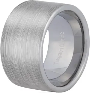 Mens Silver 14mm Big Tungsten Carbide Ring Cool Wedding Engagement Band Pipe Cut Matte Finish Comfort Fit