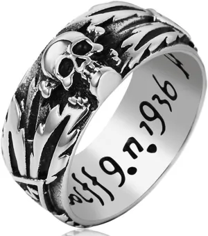 Men's Vintage Stainless Steel Band Rings Gothic Devil Skull Flower Carved Biker Rings Silver Black Size 7-12