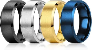 Mens Wedding Band Rings for Men 4pcs Stainless Steel Ring Mens Rings Wedding Ring Set 8MM Width