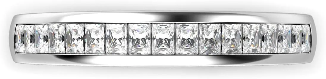 Metal Factory 3MM Sterling Silver Baguette CZ Half Eternity Cubic Zirconia Ring