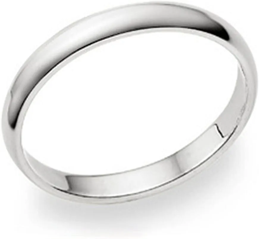 Metal Factory 3MM Sterling Silver High Polish Plain Dome Tarnish Resistant Comfort Fit Wedding Band Ring