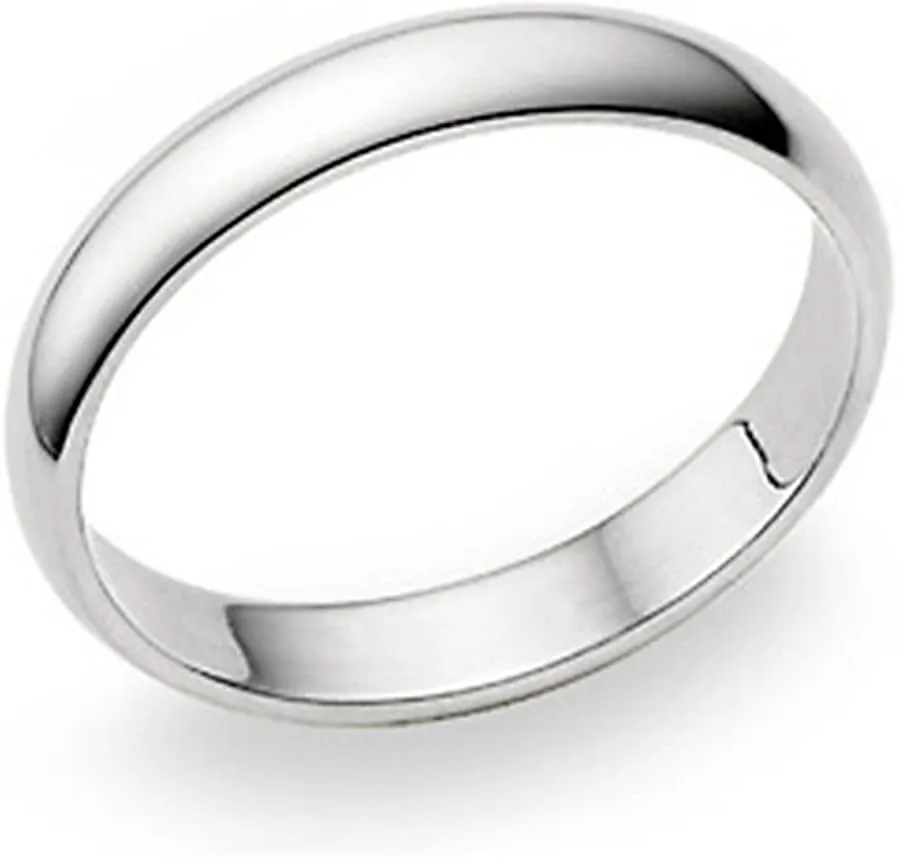 Metal Factory 4MM Sterling Silver High Polish Plain Dome Tarnish Resistant Comfort Fit Wedding Band Ring