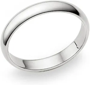 Metal Factory 4MM Sterling Silver High Polish Plain Dome Tarnish Resistant Comfort Fit Wedding Band Ring