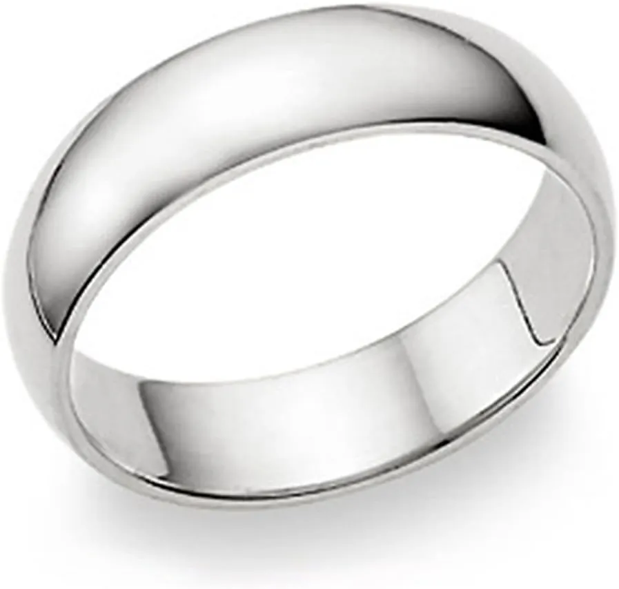 Metal Factory 6MM Sterling Silver High Polish Plain Dome Tarnish Resistant Comfort Fit Wedding Band Ring