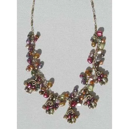 Michal Golan Multi Pearl Hamsa Charm Necklace