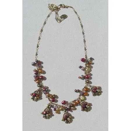 Michal Golan Multi Pearl Hamsa Charm Necklace