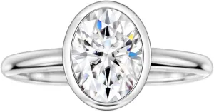 Michooyel CZ Engagement Ring for Women Oval cut Bezel Setting Solitaire Promise Rings, D Color VVS1 Simulated 925 Sterling Silver Rings