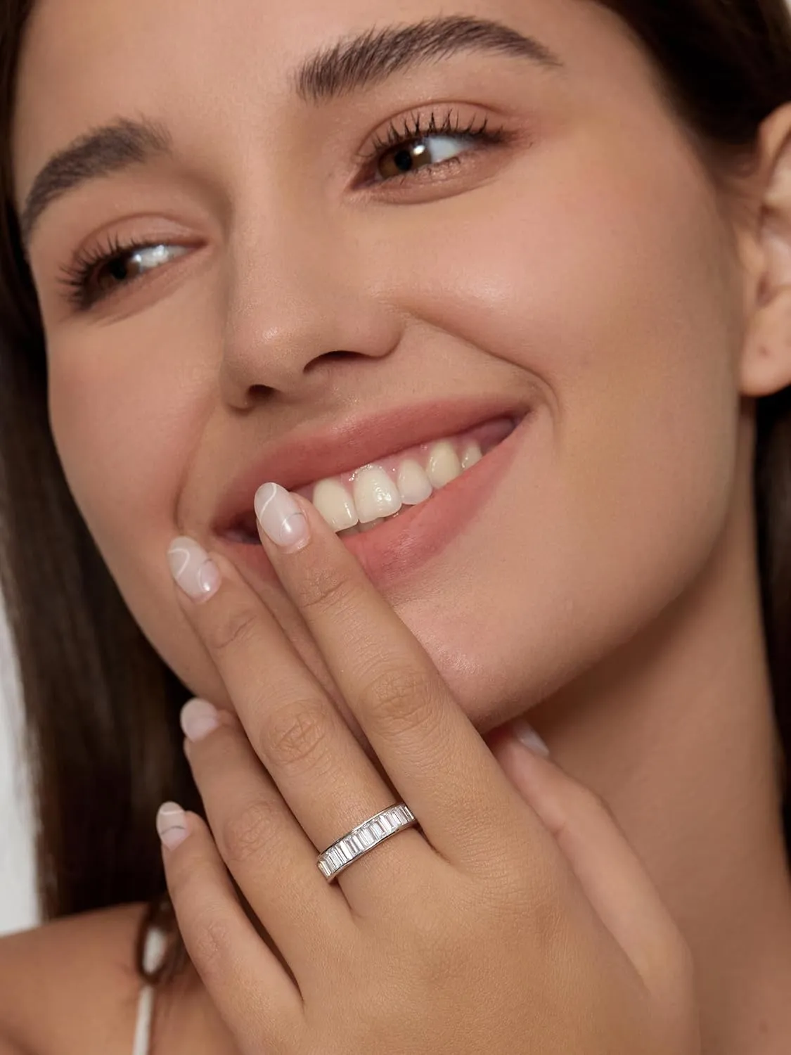 Michooyel Emerald Cut Eternity Ring for Women Channel Setting Wedding Ring Bands Rings Sterling Silver Cubic Zirconia Statement Rings for Women
