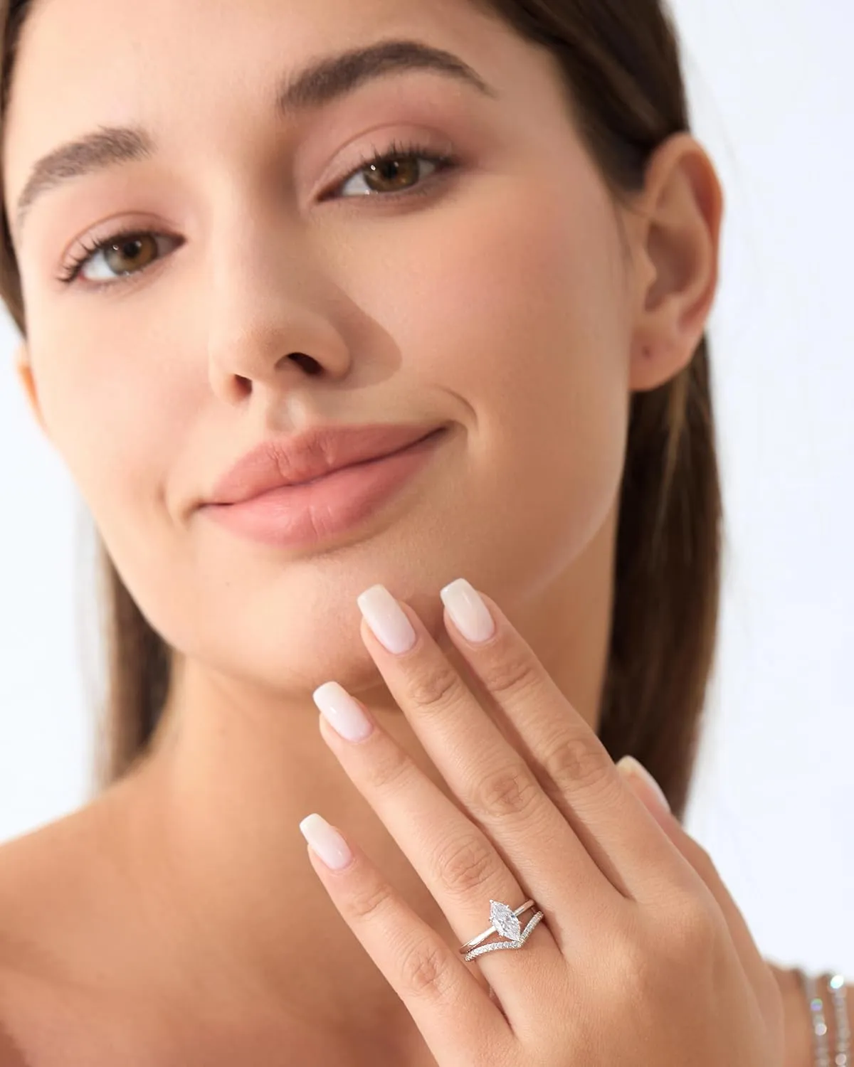 Michooyel S925 1.5ct Marquise Cut 2in1 Engagement Rings For Women Wedding Bands Ring Bridal Set Sterling Silver Promise Ring For Women
