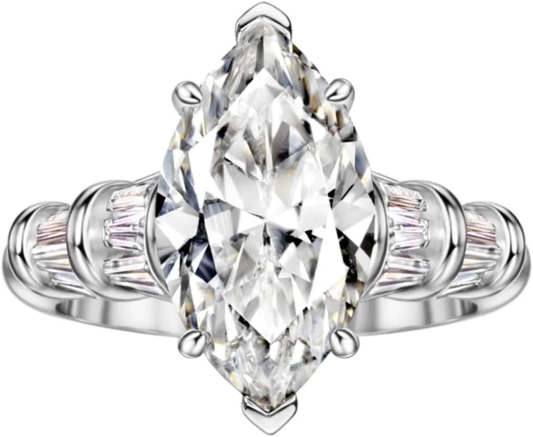 Michooyel S925 6ct Marquise Cut Cubic Zirconia Engagement Ring Wedding Promise Ring Sterling Silver Wedding Band For Women