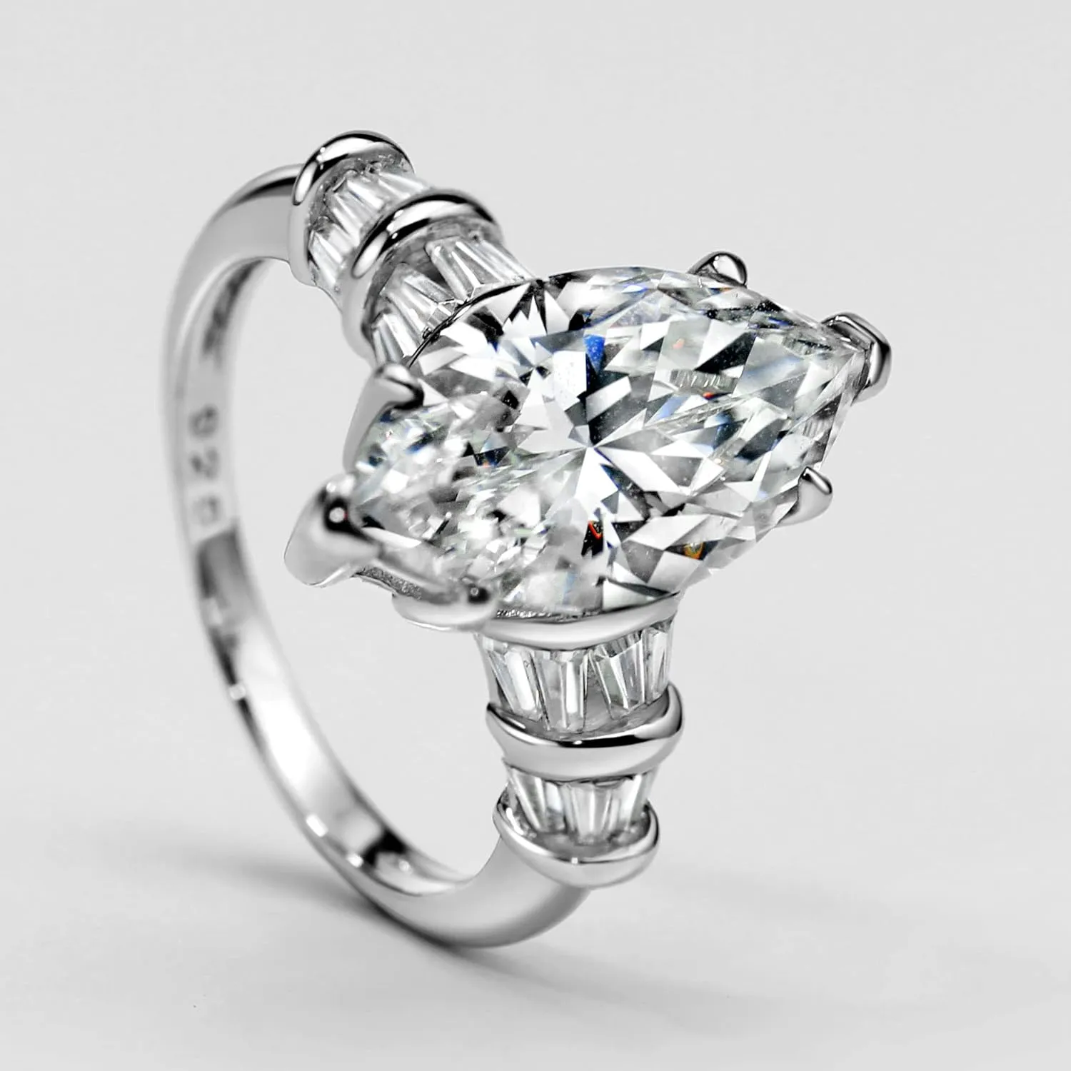 Michooyel S925 6ct Marquise Cut Cubic Zirconia Engagement Ring Wedding Promise Ring Sterling Silver Wedding Band For Women