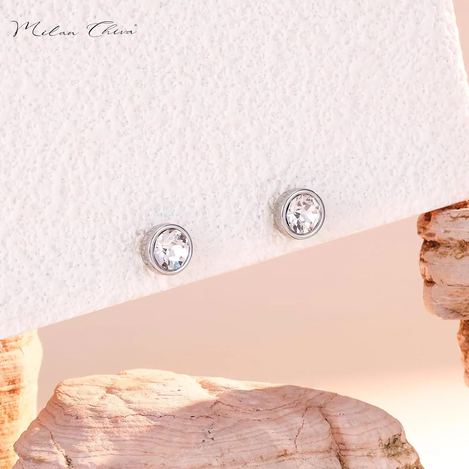 Milan Chiva 14K Gold Statement Stud Earrings for Women Trendy Gold Plated Dainty Geometric Dangle Jewelry