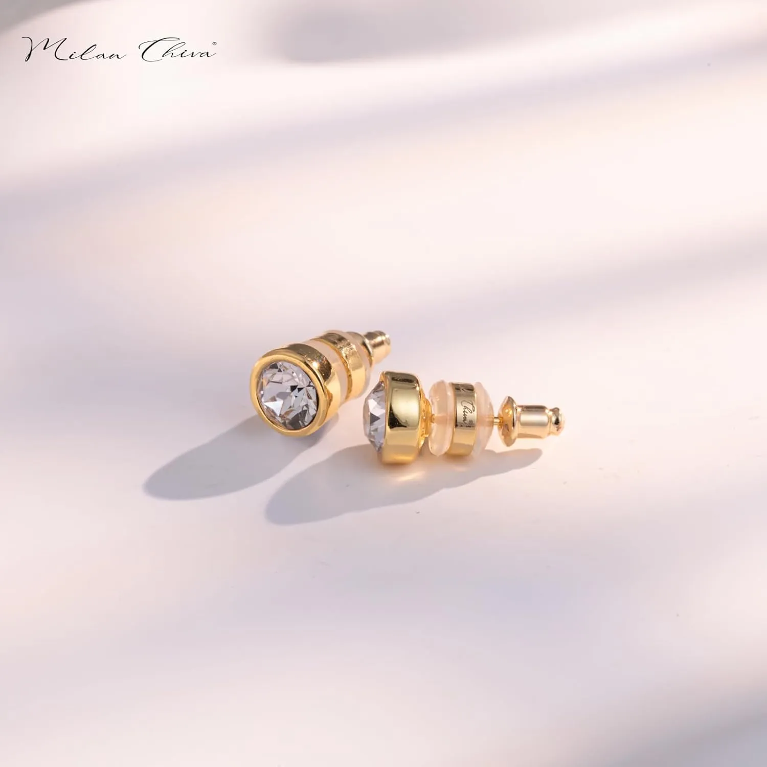Milan Chiva 14K Gold Statement Stud Earrings for Women Trendy Gold Plated Dainty Geometric Dangle Jewelry