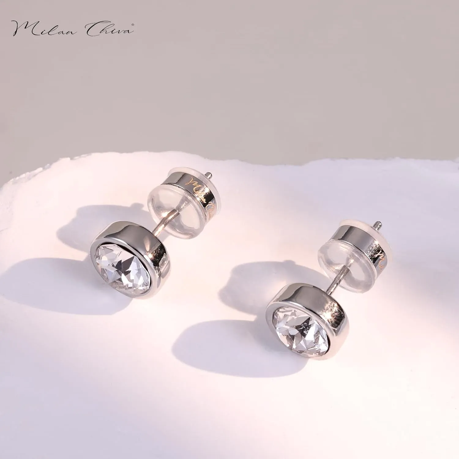 Milan Chiva 14K Gold Statement Stud Earrings for Women Trendy Gold Plated Dainty Geometric Dangle Jewelry