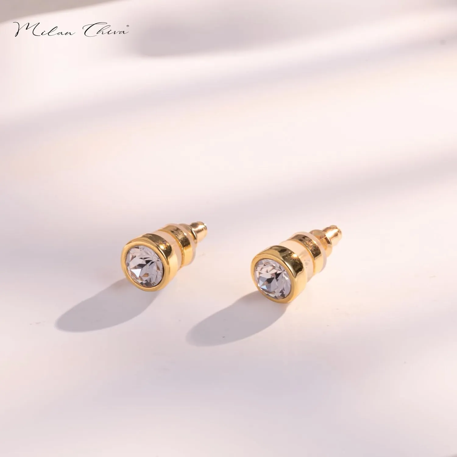 Milan Chiva 14K Gold Statement Stud Earrings for Women Trendy Gold Plated Dainty Geometric Dangle Jewelry