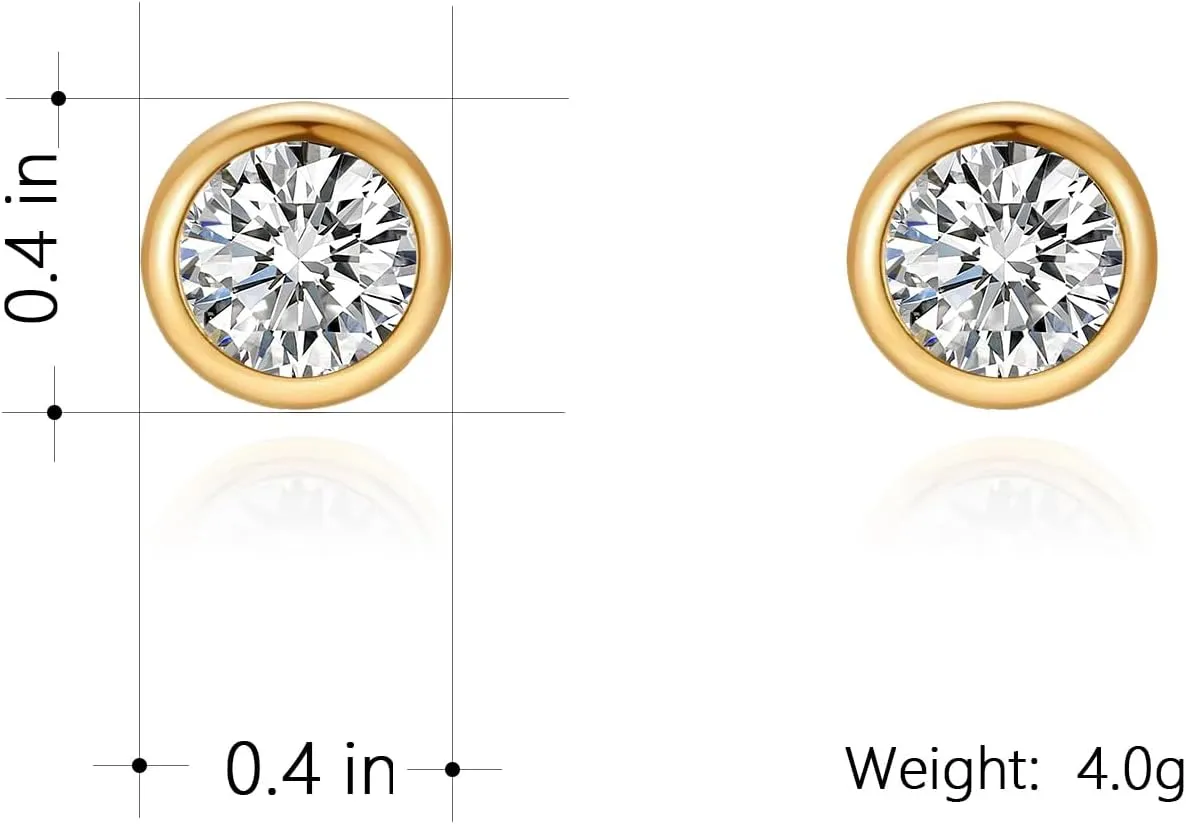 Milan Chiva 14K Gold Statement Stud Earrings for Women Trendy Gold Plated Dainty Geometric Dangle Jewelry