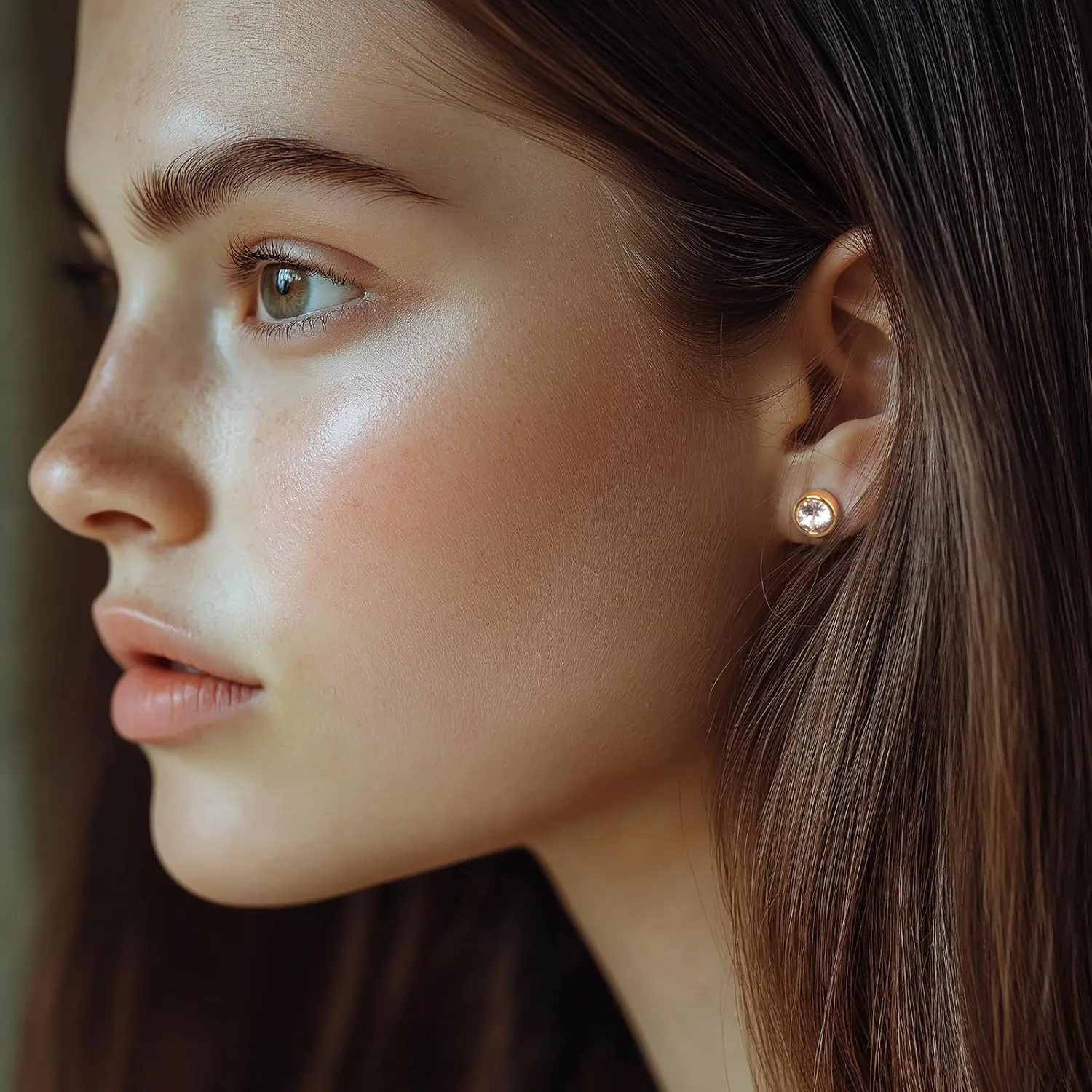 Milan Chiva 14K Gold Statement Stud Earrings for Women Trendy Gold Plated Dainty Geometric Dangle Jewelry