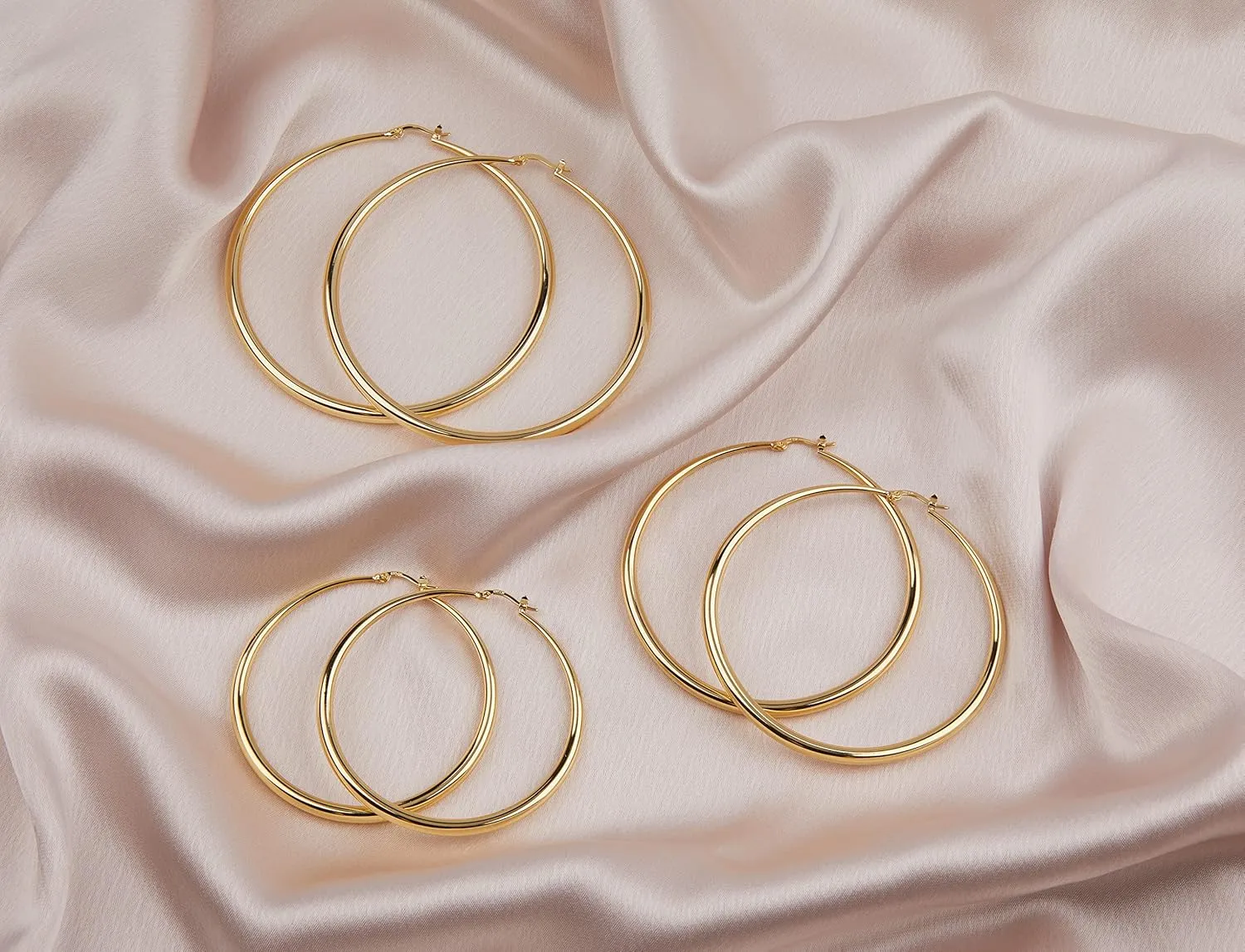 MILLA 14K Gold Hoop Earrings For Women, Silver Hoop Earrings & Rose Gold Earrings with Graduated Curvature