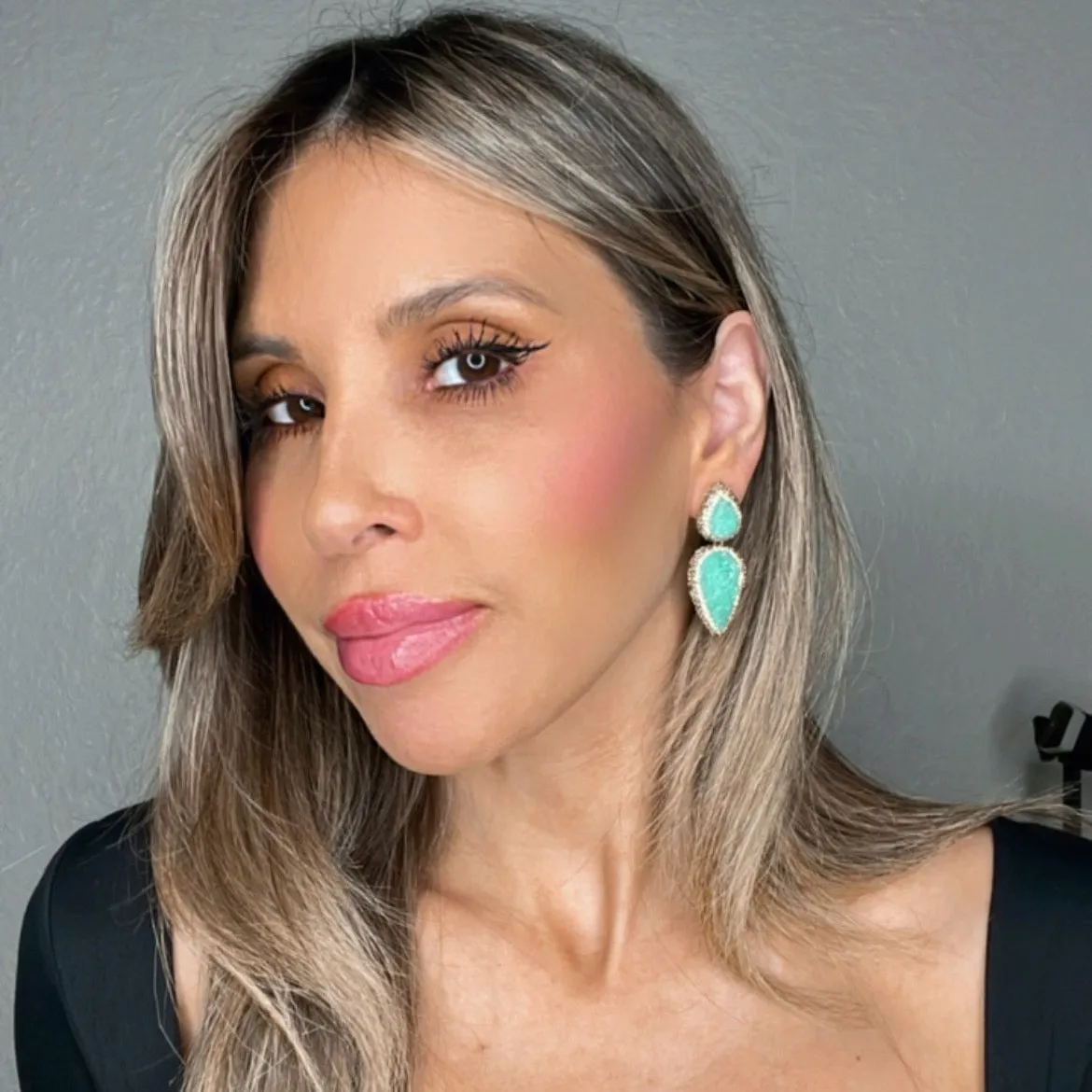 Mint Gemstone Teardrop Dangle Earring