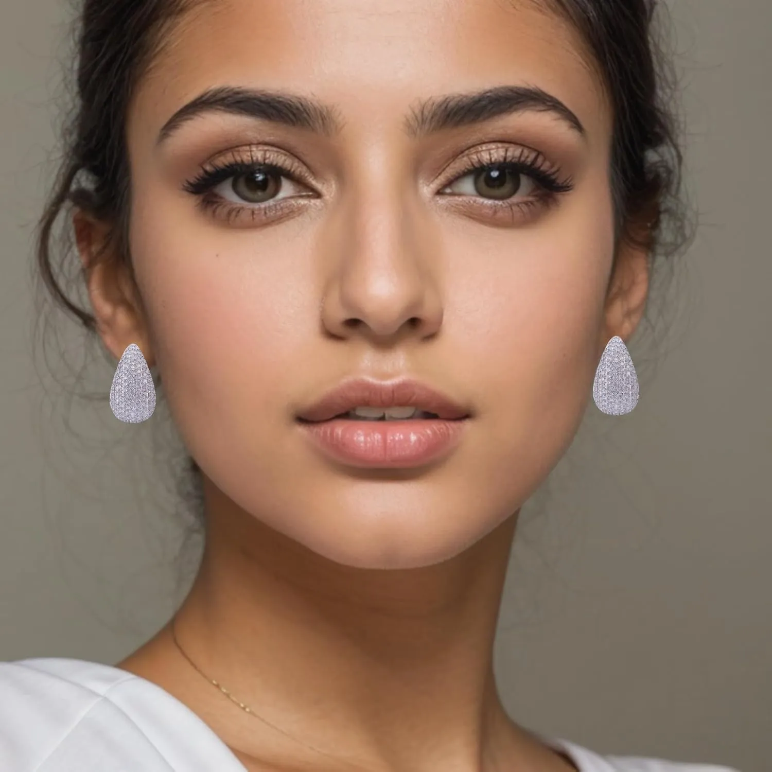 MLEPUS Rhinestone Teardrop Hoop Earrings for Women Crystal Vintage Bohemian Drops Statement Fashion Gold Plated Chunky Earrings Birthday Valentine's Day Party Jewelry Gift