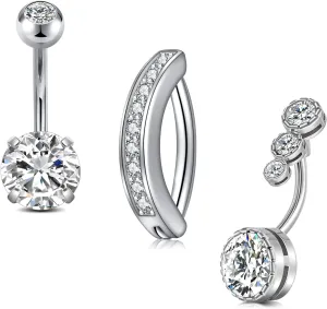 MODRSA Belly Button Ring Belly Rings Surgical Steel Belly Button Ring Hypoallergenic Clicker Belly Button Ring Navel Rings for Women