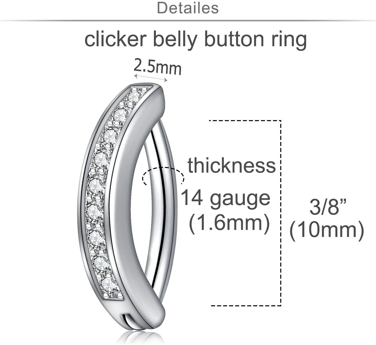 MODRSA Belly Button Ring Belly Rings Surgical Steel Belly Button Ring Hypoallergenic Clicker Belly Button Ring Navel Rings for Women