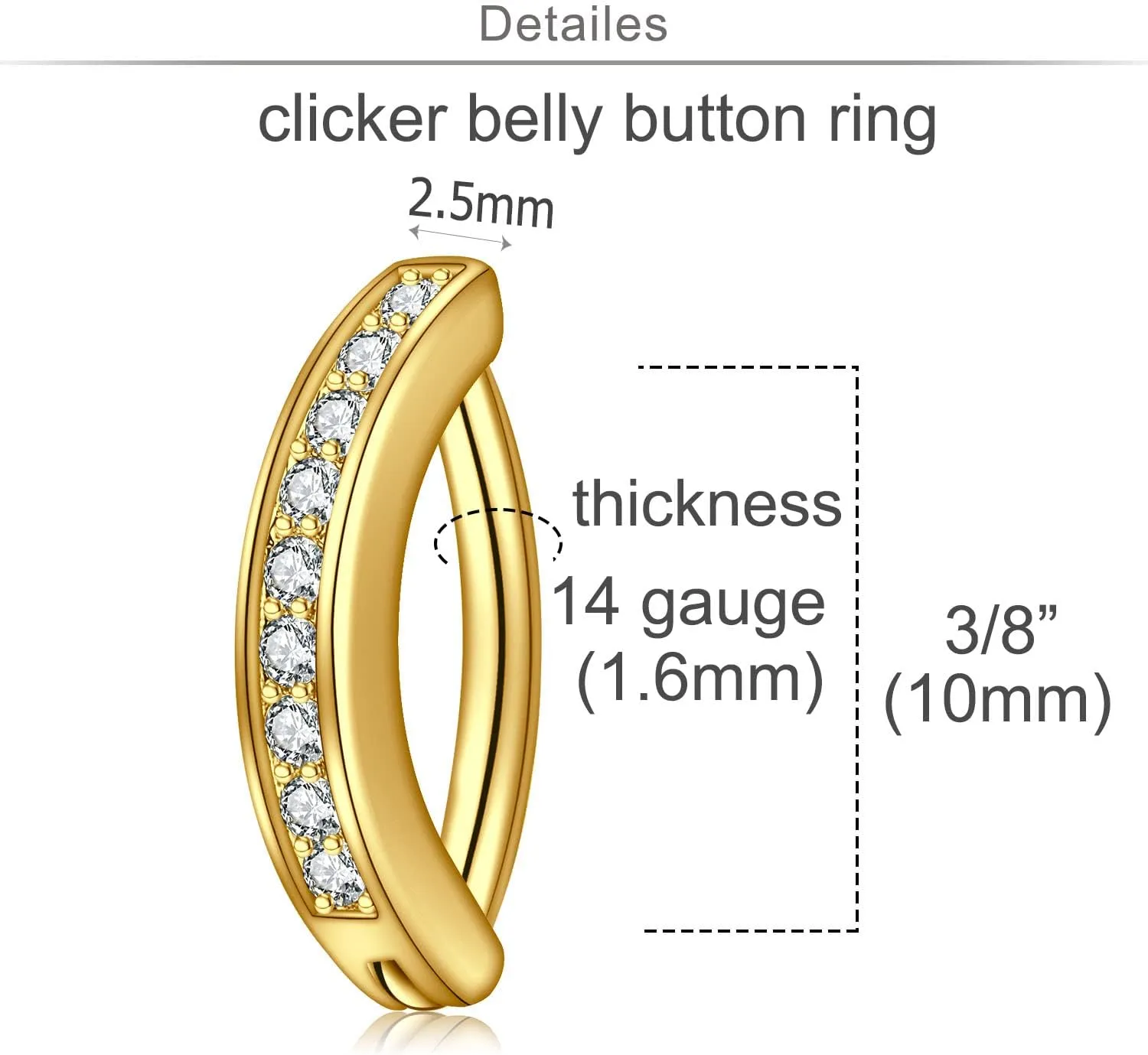 MODRSA Belly Button Ring Belly Rings Surgical Steel Belly Button Ring Hypoallergenic Clicker Belly Button Ring Navel Rings for Women