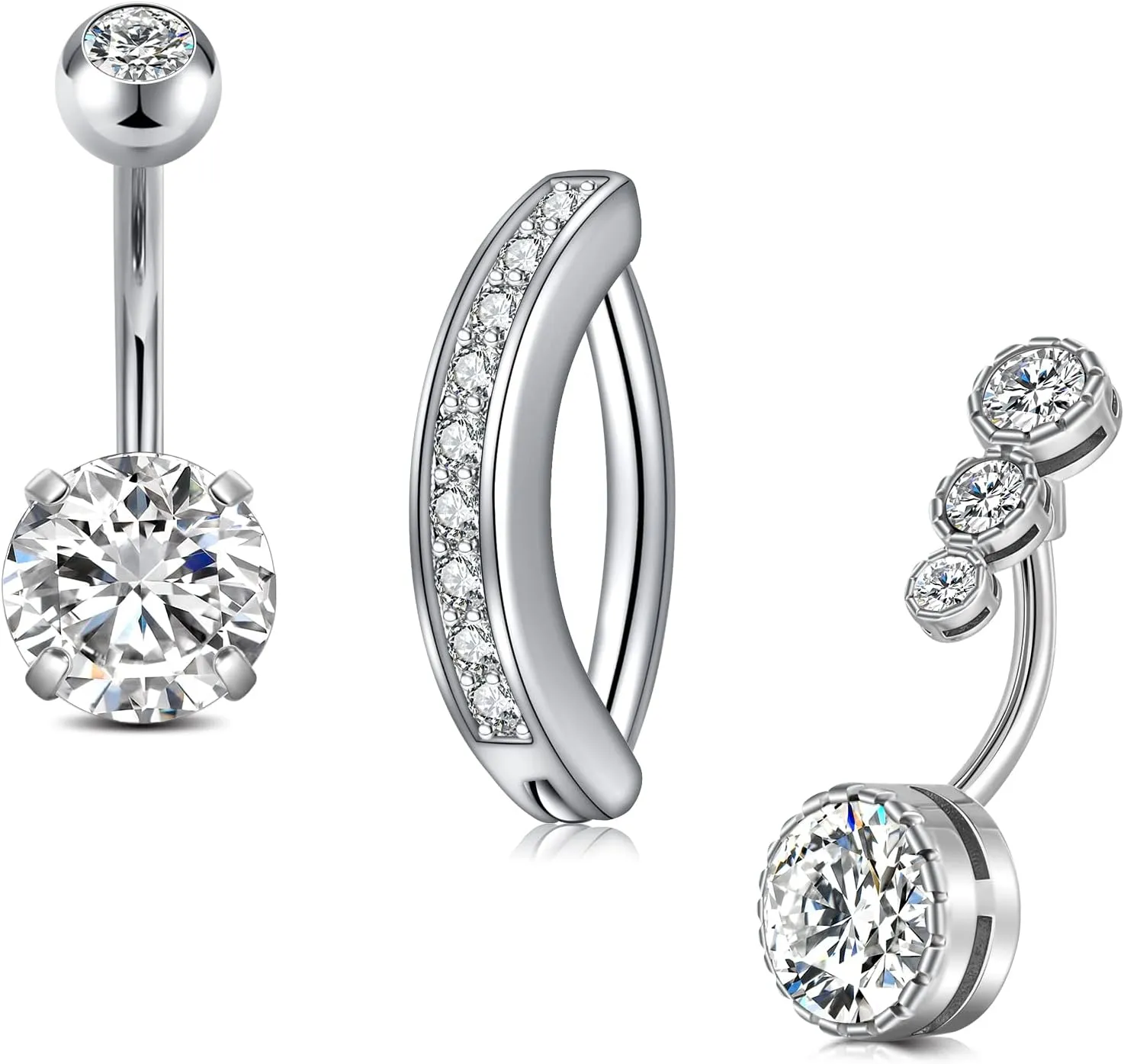 MODRSA Belly Button Ring Belly Rings Surgical Steel Belly Button Ring Hypoallergenic Clicker Belly Button Ring Navel Rings for Women
