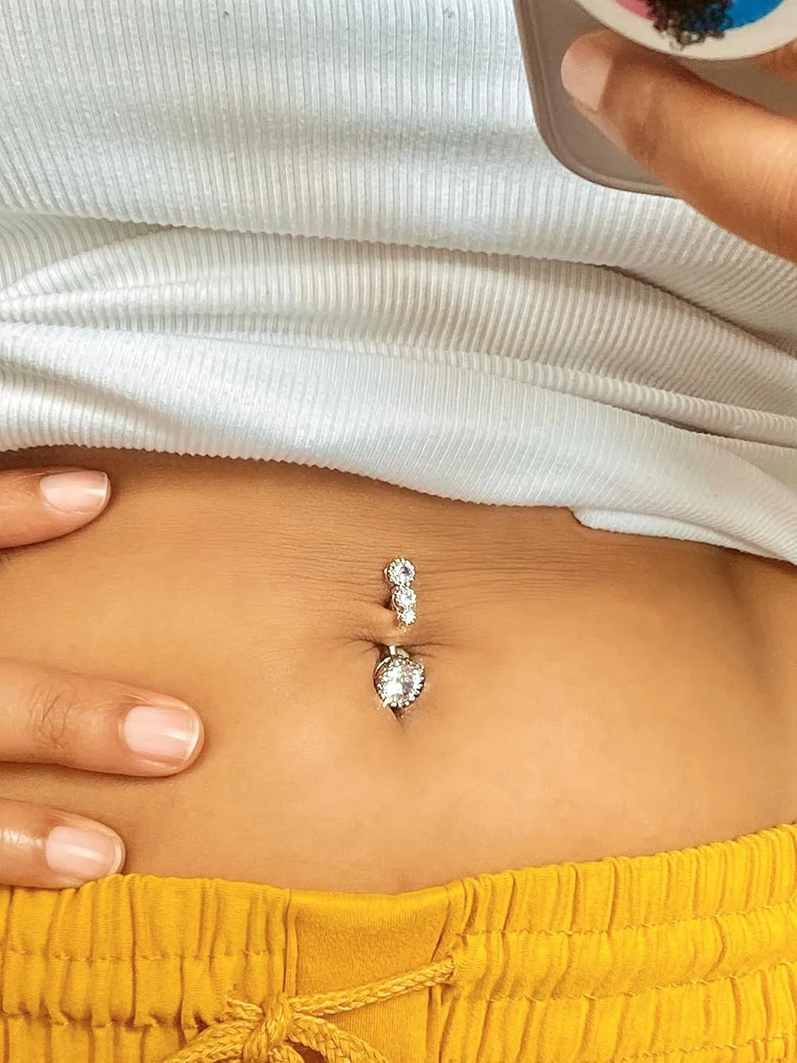 MODRSA Belly Button Ring Belly Rings Surgical Steel Belly Button Ring Hypoallergenic Clicker Belly Button Ring Navel Rings for Women