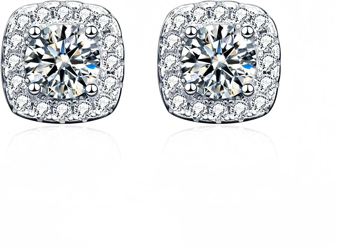 Moissanite 1-2CT Earrings for Women,18K White Gold Plated Silver,D Color VVS1 Ideal Cut,Gift for Mother/Wife/Girlfriend,with Certificate
