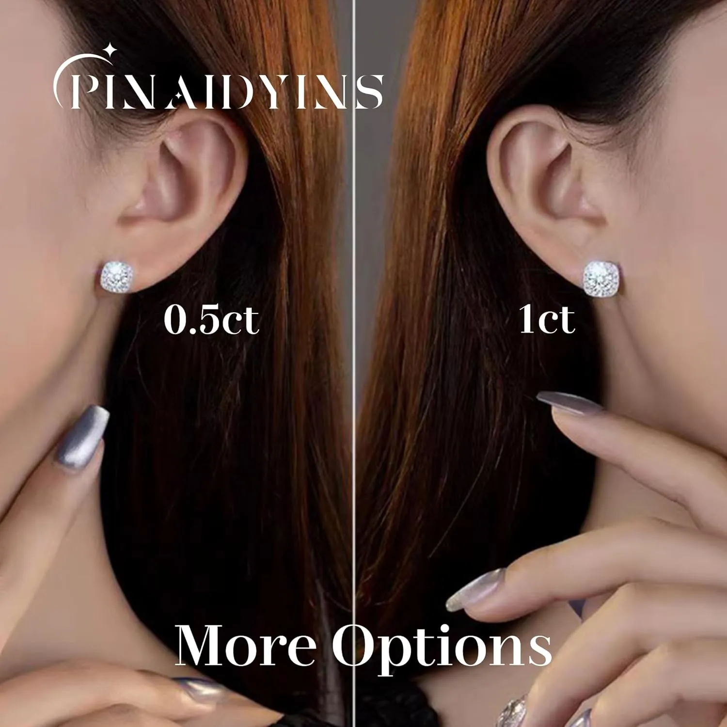 Moissanite 1-2CT Earrings for Women,18K White Gold Plated Silver,D Color VVS1 Ideal Cut,Gift for Mother/Wife/Girlfriend,with Certificate