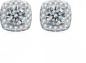 Moissanite 1-2CT Earrings for Women,18K White Gold Plated Silver,D Color VVS1 Ideal Cut,Gift for Mother/Wife/Girlfriend,with Certificate