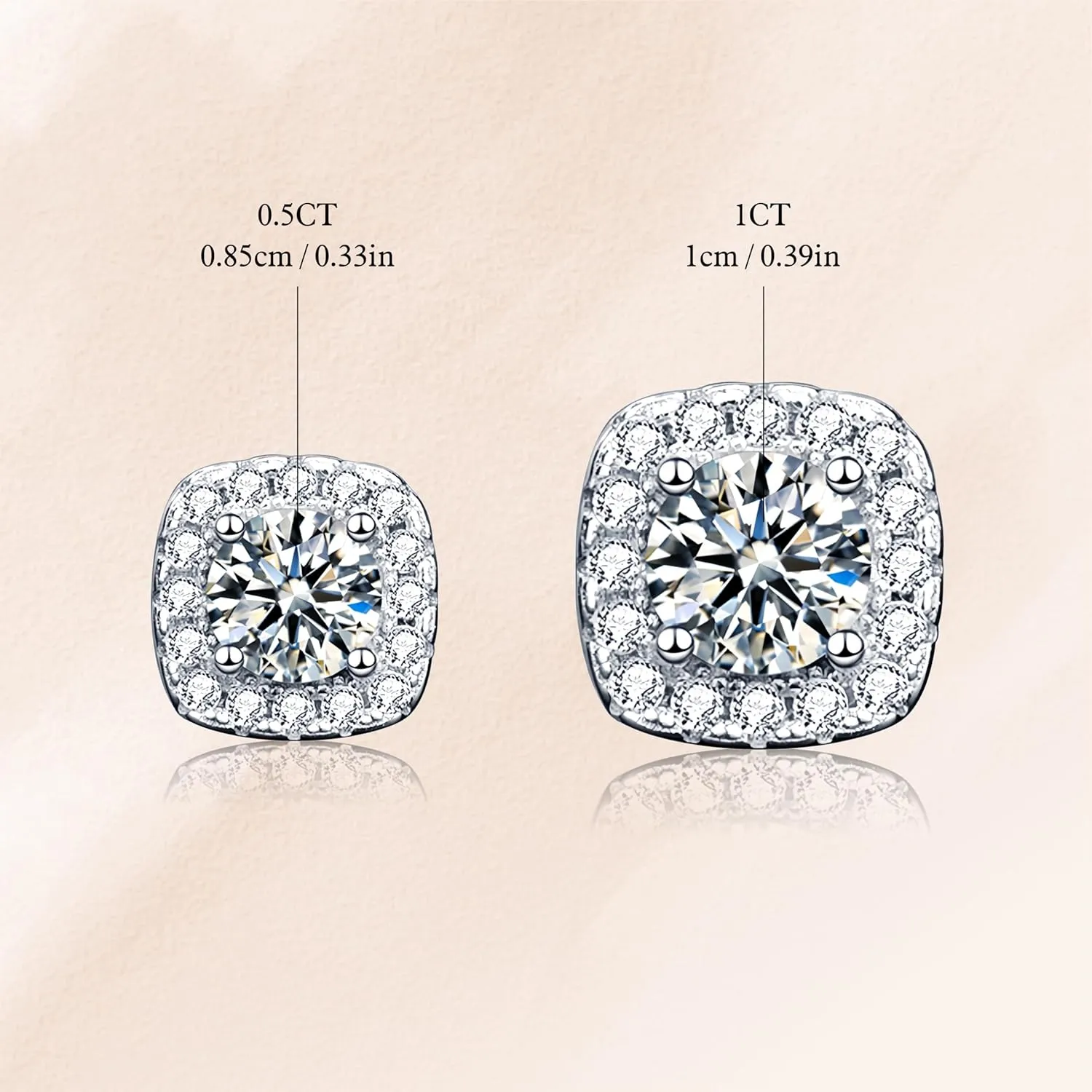 Moissanite 1-2CT Earrings for Women,18K White Gold Plated Silver,D Color VVS1 Ideal Cut,Gift for Mother/Wife/Girlfriend,with Certificate