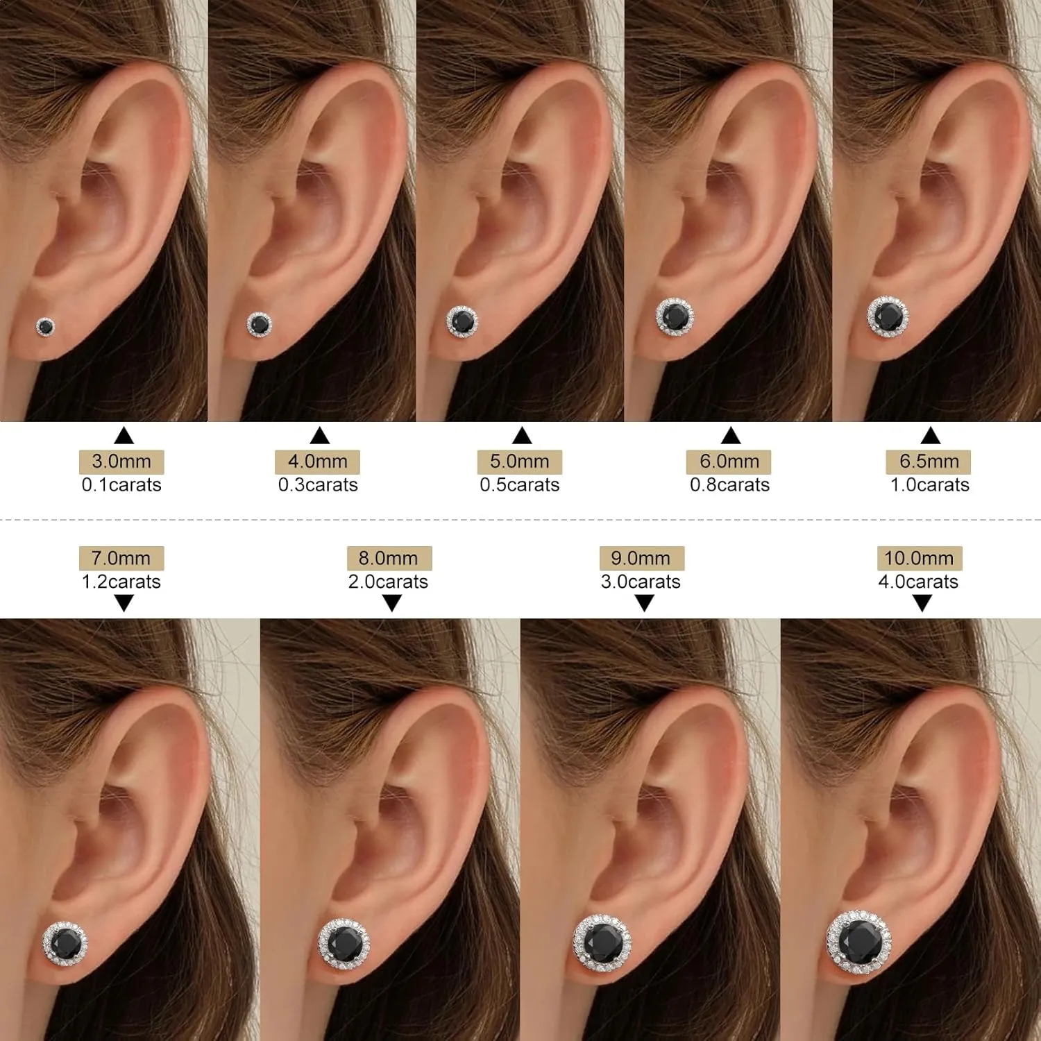 Moissanite Halo Earrings Stud Screw Back 0.2-8.0ct 3-10mm 18K White Gold Plated 925 Sterling Silver Lab Round Cut Brilliant Moissanite Halo Earrings for Women Men
