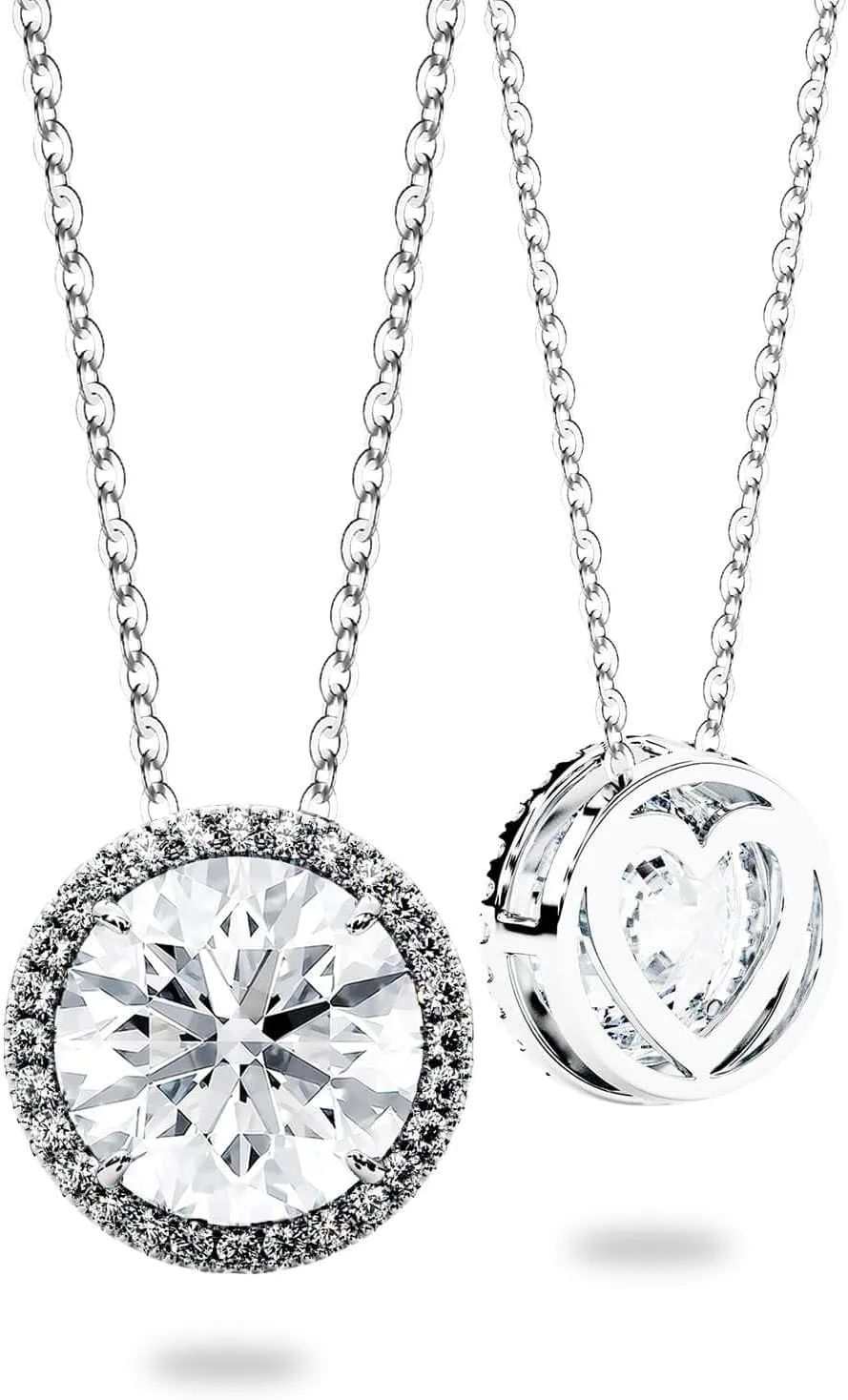 Moissanite Necklace for Women S925 Sterling Silver Jewelry Solitaire Halo Pendant Lab Created Gem for Her Gift for Mothers Day Wedding Anniversary Birthday - to My Wife Daughter Mom Grandma Girlfriend