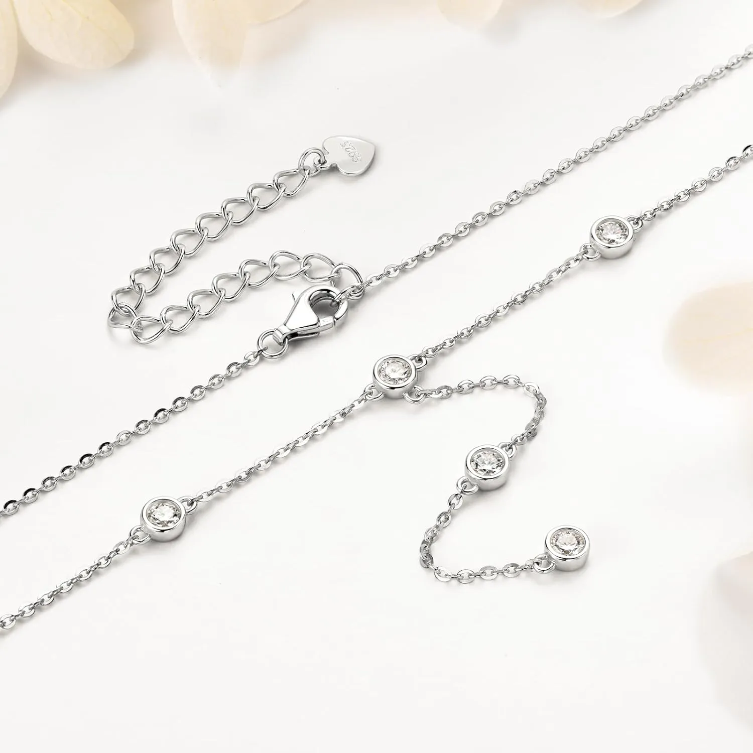 Moissanite Necklace for Women Sterling Silver, Lab Imitation Diamond Lariat Drop Y necklace, Dainty Simple Long Prom Bridal Wedding Hypoallergenic Neckalces, 16 to 20 Inch