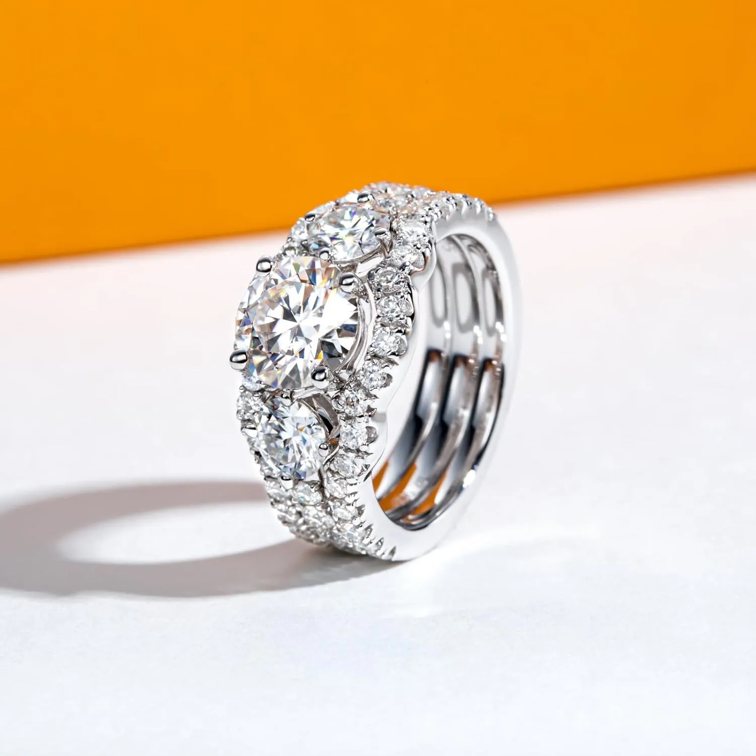 Moissanite Wedding Band Half Eternity Rings D Color VVS1 Clarity Round Cut Ring Enhancer S925 Sterling Silver Curved Stackable Anniversary Bands for Women with Certificate