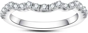 Moissanite Wedding Band Half Eternity Rings D Color VVS1 Clarity Round Cut Ring Enhancer S925 Sterling Silver Curved Stackable Anniversary Bands for Women with Certificate