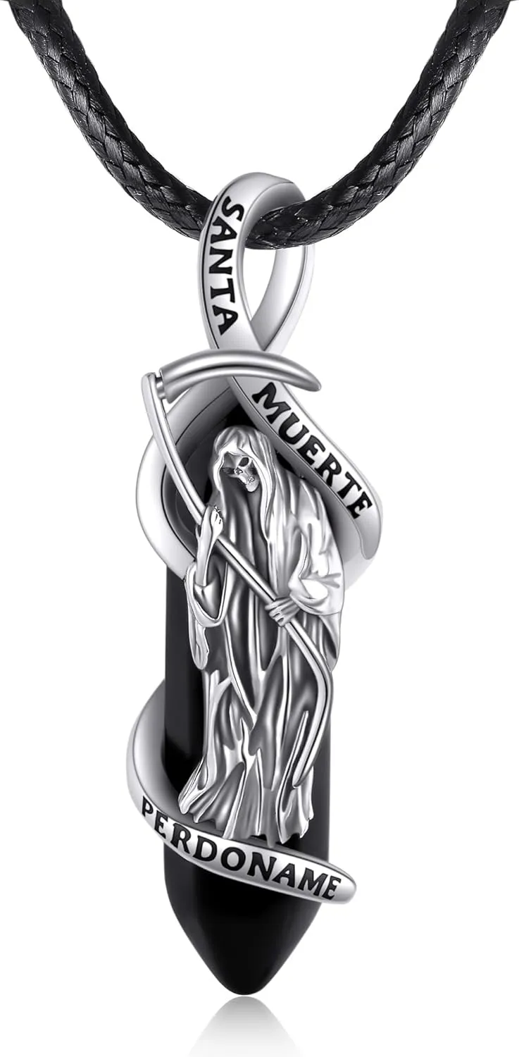 MONGAS Santa Muerte/Virgin Mary/Saint Jude Necklace Sterling Silver Santa Muerte/Virgin Mary/Saint Jude Jewelry Religion Necklace for Men Women