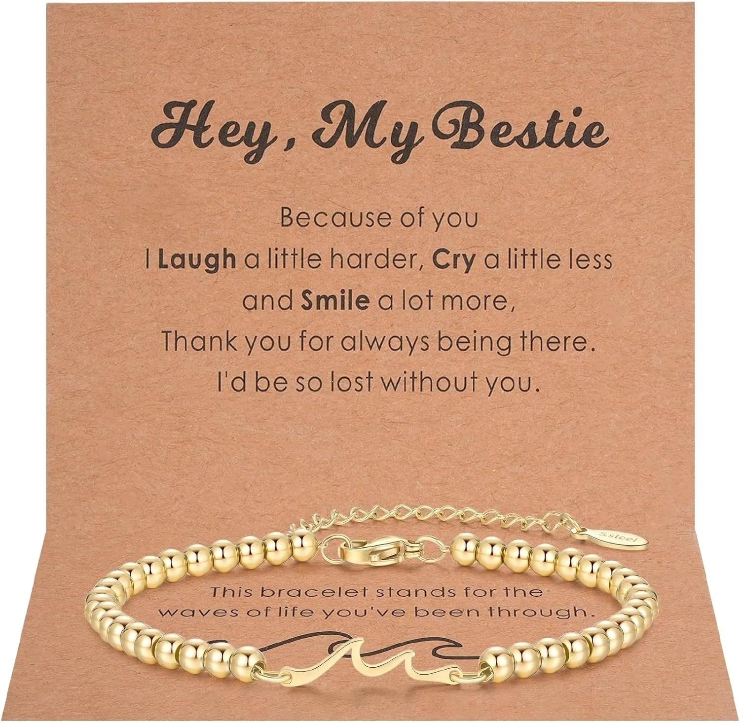 morniface Wave Bracelet for Best Friend Bestie Soul Sister Birthday Gifts, Daughter Bracelets, Mothers Day Gifts