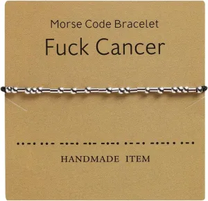 Morse Code Bracelet, Silver Plated Beads on Silk Cord Friendship Bracelet Secret Message Morris Jewelry for Women Men Gifts for Her Him
