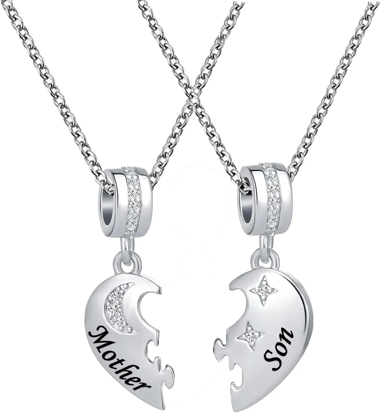 Mother Daughter Charm Necklaces Set for 2 Heart Love Dangle Matching Pendant Necklace for Women Family Mom Mommy Daughter Gifts for Her